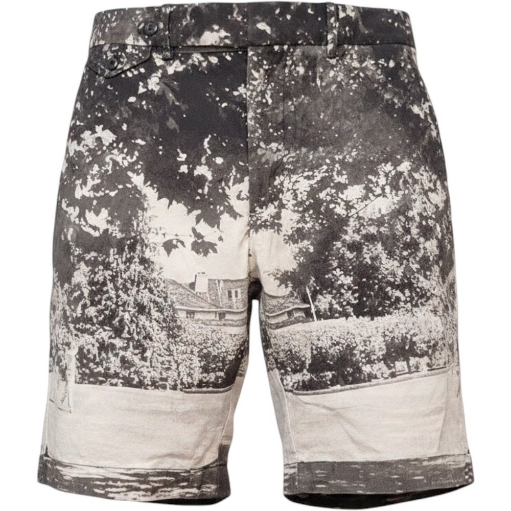 Polo Golf Ralph Lauren Scenic Golf Shorts Sz 34 Black White Photo Print Luxury
